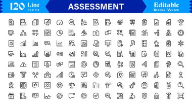 Kapsamlı Değerlendirme Simgesi Paketi. Projelerinizi Yüksek Kalite Değerlendirme, Denetim ve Geribildirim Grafikleriyle Düzenle.