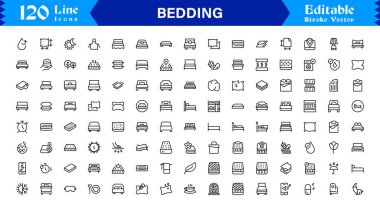 Yatak ve Uyku Özellikleri Modern Profesyonel Satır Simgesi Tasarımı Minimum Konfor ve Ev Dekorasyonu Teması Tasarımı 