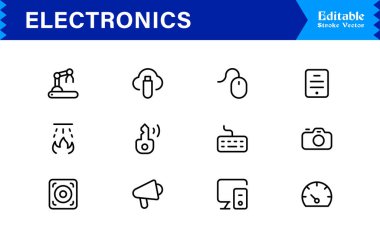Elektronik Aygıtlar Profesyonel Satır Simgesi Koleksiyonu Modern, Minimum ve Çok Yönlü Tasarım Uygulamaları için Yüksek Kaliteli Vektör Paketi 