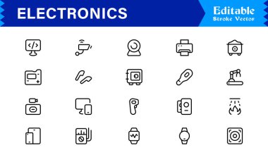 Dijital Projeler için Profesyonel Satır Simgelerinde Ulaşım Simgeleri Modern, Minimum ve Tam Boyutlandırılabilir Vektör Sembolleri 