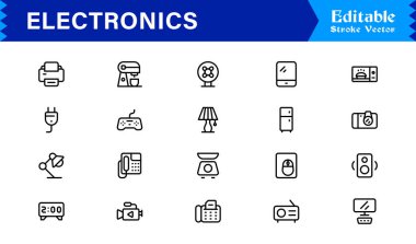 Dijital Projeler için Profesyonel Satır Simgelerinde Ulaşım Simgeleri Modern, Minimum ve Tam Boyutlandırılabilir Vektör Sembolleri 