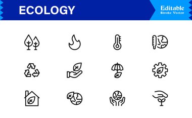 Doğa, Çevre, Sürdürülebilirlik Sembollerinin Web, Uygulama ve Temiz Çizgi Resimli Çevre Projeleri İçin Ekoloji Simgesi 