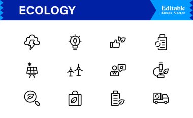 Doğa, Çevre, Sürdürülebilirlik Sembollerinin Web, Uygulama ve Temiz Çizgi Resimli Çevre Projeleri İçin Ekoloji Simgesi 
