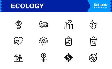 Doğa, Çevre, Sürdürülebilirlik Sembollerinin Web, Uygulama ve Temiz Çizgi Resimli Çevre Projeleri İçin Ekoloji Simgesi 