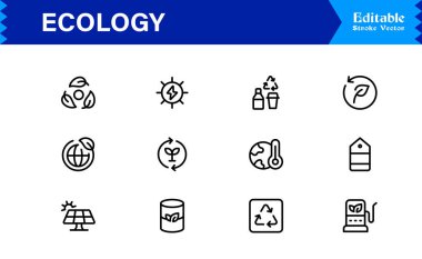 Doğa, Çevre, Sürdürülebilirlik Sembollerinin Web, Uygulama ve Temiz Çizgi Resimli Çevre Projeleri İçin Ekoloji Simgesi 