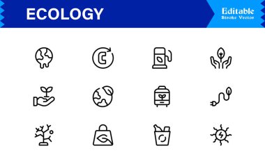 Doğa, Çevre, Sürdürülebilirlik Sembollerinin Web, Uygulama ve Temiz Çizgi Resimli Çevre Projeleri İçin Ekoloji Simgesi 