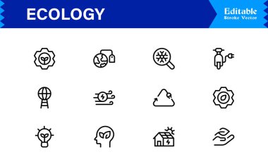 Doğa, Çevre, Sürdürülebilirlik Sembollerinin Web, Uygulama ve Temiz Çizgi Resimli Çevre Projeleri İçin Ekoloji Simgesi 