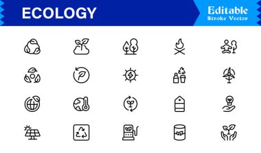 Doğa, Çevre, Sürdürülebilirlik Sembollerinin Web, Uygulama ve Temiz Çizgi Resimli Çevre Projeleri İçin Ekoloji Simgesi 