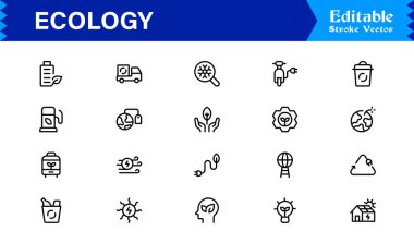 Doğa, Çevre, Sürdürülebilirlik Sembollerinin Web, Uygulama ve Temiz Çizgi Resimli Çevre Projeleri İçin Ekoloji Simgesi 