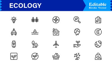 Doğa, Çevre, Sürdürülebilirlik Sembollerinin Web, Uygulama ve Temiz Çizgi Resimli Çevre Projeleri İçin Ekoloji Simgesi