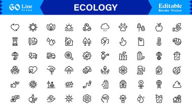 Doğa, Çevre, Sürdürülebilirlik Sembollerinin Web, Uygulama ve Temiz Çizgi Resimli Çevre Projeleri İçin Ekoloji Simgesi