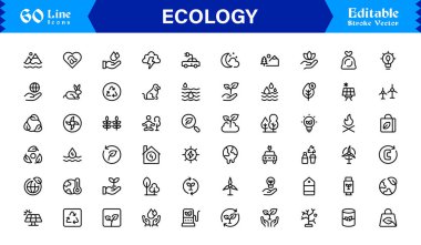 Doğa, Çevre, Sürdürülebilirlik Sembollerinin Web, Uygulama ve Temiz Çizgi Resimli Çevre Projeleri İçin Ekoloji Simgesi