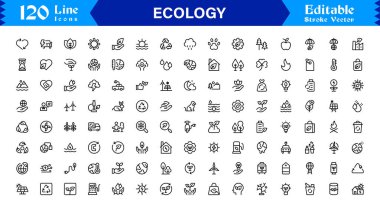 Doğa, Çevre, Sürdürülebilirlik Sembollerinin Web, Uygulama ve Temiz Çizgi Resimli Çevre Projeleri İçin Ekoloji Simgesi