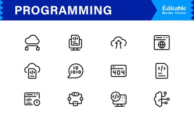 Özellikler Çizgisi Simge Koleksiyonu Geliştiriciler ve Kodlama Konseptleri için Modern Vektör Tasarımı  