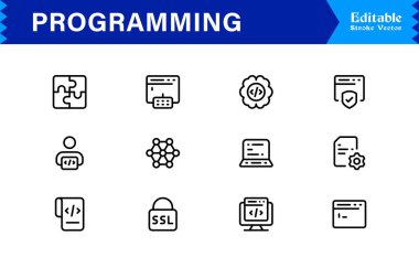 Özellikler Çizgisi Simge Koleksiyonu Geliştiriciler ve Kodlama Konseptleri için Modern Vektör Tasarımı  