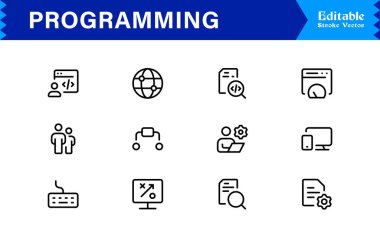 Özellikler Çizgisi Simge Koleksiyonu Geliştiriciler ve Kodlama Konseptleri için Modern Vektör Tasarımı  