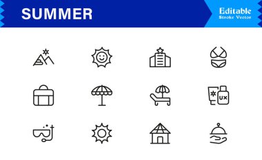 Yaz Tatili Simgesi Parlak, Renkli ve Mevsimsel Tasarımlar ve Sunny Projeleri için Modern Vektör Simgeleri 