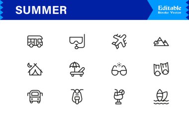Yaz Tatili Simgesi Parlak, Renkli ve Mevsimsel Tasarımlar ve Sunny Projeleri için Modern Vektör Simgeleri 