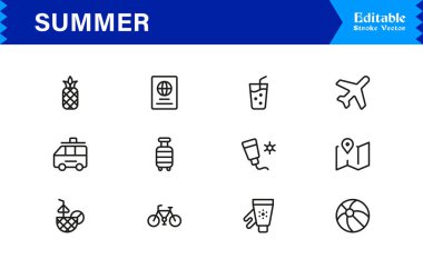 Yaz Tatili Simgesi Parlak, Renkli ve Mevsimsel Tasarımlar ve Sunny Projeleri için Modern Vektör Simgeleri 
