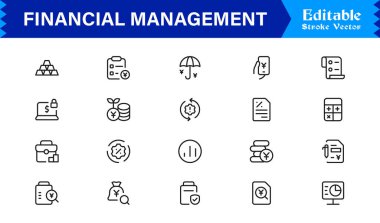 Modern Minimalist Tasarım, Eşsiz İşletme, Bankacılık, Yatırım, Bütçe ve Finans Konsepti Vektör Tarzı ile Profesyonel Finansal Yönetim Çizgisi Simgesi Belirlendi