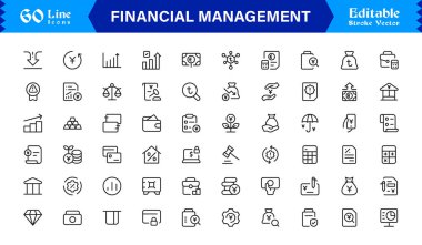 Modern Minimalist Tasarım, Eşsiz İşletme, Bankacılık, Yatırım, Bütçe ve Finans Konsepti Vektör Tarzı ile Profesyonel Finansal Yönetim Çizgisi Simgesi Belirlendi
