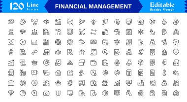 Modern Minimalist Tasarım, Eşsiz İşletme, Bankacılık, Yatırım, Bütçe ve Finans Konsepti Vektör Tarzı ile Profesyonel Finansal Yönetim Çizgisi Simgesi Belirlendi