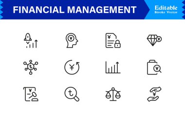 Modern Minimalist Tasarım, Eşsiz İşletme, Bankacılık, Yatırım, Bütçe ve Finans Konsepti Vektör Tarzı ile Profesyonel Finansal Yönetim Çizgisi Simgesi Belirlendi