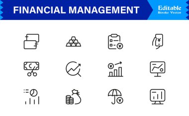 Modern Minimalist Tasarım, Eşsiz İşletme, Bankacılık, Yatırım, Bütçe ve Finans Konsepti Vektör Tarzı ile Profesyonel Finansal Yönetim Çizgisi Simgesi Belirlendi