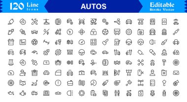 Premium Dijital Projeler ve Yaratıcı Kullanım için Modern Asgari Tasarım ve Eşsiz Otomotiv Sembolleriyle Profesyonel Otomatik Satır Simgesi Ayarları
