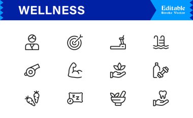 Sağlık, Farkındalık, Zindelik ve Kişisel Bakım Sembollerini Vektör Biçiminde Özelleştirme Simgesi