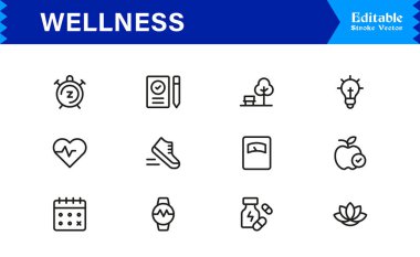 Sağlık, Farkındalık, Zindelik ve Kişisel Bakım Sembollerini Vektör Biçiminde Özelleştirme Simgesi