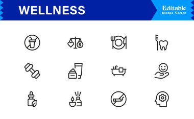 Sağlık, Farkındalık, Zindelik ve Kişisel Bakım Sembollerini Vektör Biçiminde Özelleştirme Simgesi