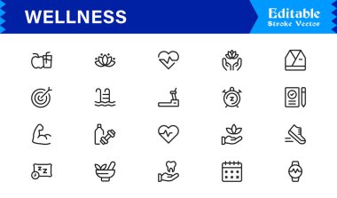 Sağlık, Farkındalık, Zindelik ve Kişisel Bakım Sembollerini Vektör Biçiminde Özelleştirme Simgesi