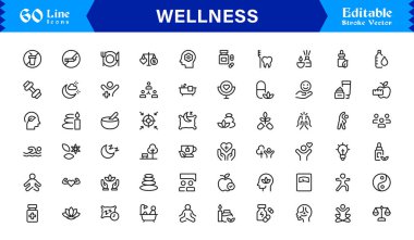 Sağlık, Farkındalık, Zindelik ve Kişisel Bakım Sembollerini Vektör Biçiminde Özelleştirme Simgesi