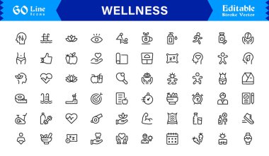 Sağlık, Farkındalık, Zindelik ve Kişisel Bakım Sembollerini Vektör Biçiminde Özelleştirme Simgesi