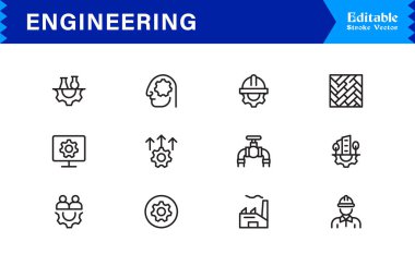 Mühendislik çizgisi simgesi seti. Temiz, düzenlenebilir, piksel kusursuz semboller içeriyor. Hassas güdümlü endüstriler için tasarlanmış profesyonel, modern ve minimal tasarımları içerir.