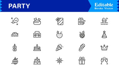 Premium Party Simge Koleksiyonu Kalın, Eğlenceli ve Şenlik, Karnaval ve Özel Durum Sembolleri 