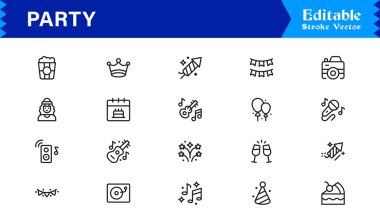 Premium Party Simge Koleksiyonu Kalın, Eğlenceli ve Şenlik, Karnaval ve Özel Durum Sembolleri 