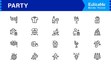 Premium Party Simge Koleksiyonu Kalın, Eğlenceli ve Şenlik, Karnaval ve Özel Durum Sembolleri 