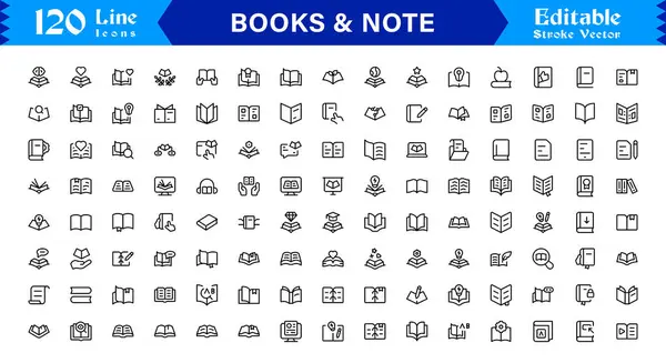 Modern Minimal Tasarım Eşsiz Not ve Okuma Sembolleri Yaratıcı Projeler Koleksiyonu ile Profesyonel Kitaplar Çizgisi Simgesi Simgesi Ayarlandı