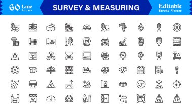 Araştırma ve Ölçüm Satırı Simgesi Profesyonel Minimum Veri Analizi Sembolleri, Araştırma Ölçüleri Satırı Simgesi Koleksiyonu 