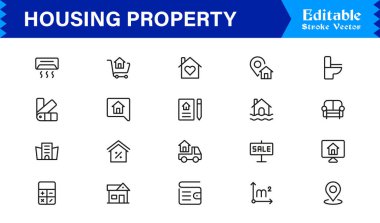 Konut Simgesi Koleksiyonu Minimalist Ev, Daire ve Profesyoneller için Mimarlık Sembolleri 