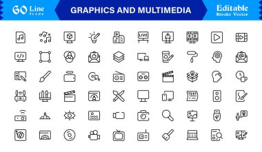 Temel Grafikler ve Çokluortam Satır Simgesi Profesyonel, Modern, Yaratıcı Projeler için Minimalist Vektör Koleksiyonu, Kullanıcı Arayüzleri ve Dijital İçerik 