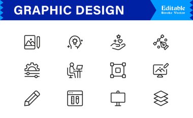 Grafiksel Tasarım Özellikleri Simgesi Temiz, Çok Yönlü Logolar, Markalaşma ve Dijital Projeler Sembolleri 