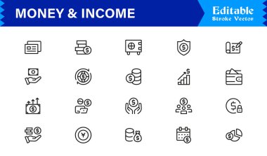 Para ve Gelir Simgesi Simgesi Modern Profesyonel Satır Simgesi Minimum Vektör Biçiminde Finansal Büyüme, Zenginlik ve Gelir Konseptleriyle Ayarlandı 