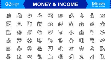 Para ve Gelir Simgesi Simgesi Modern Profesyonel Satır Simgesi Minimum Vektör Biçiminde Finansal Büyüme, Zenginlik ve Gelir Konseptleriyle Ayarlandı 