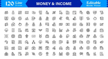 Para ve Gelir Simgesi Simgesi Modern Profesyonel Satır Simgesi Minimum Vektör Biçiminde Finansal Büyüme, Zenginlik ve Gelir Konseptleriyle Ayarlandı 