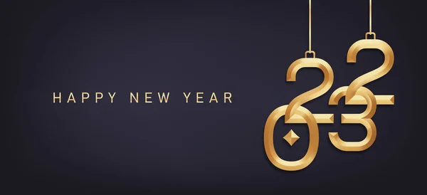 2023 Números Oro Decoración Adornos Navidad Banner Para Tarjeta Felicitación — Vector de stock