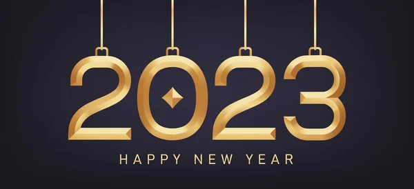 2023 Guldnummer Julprydnad Dekoration Banner För Nyår Gratulationskort — Stock vektor