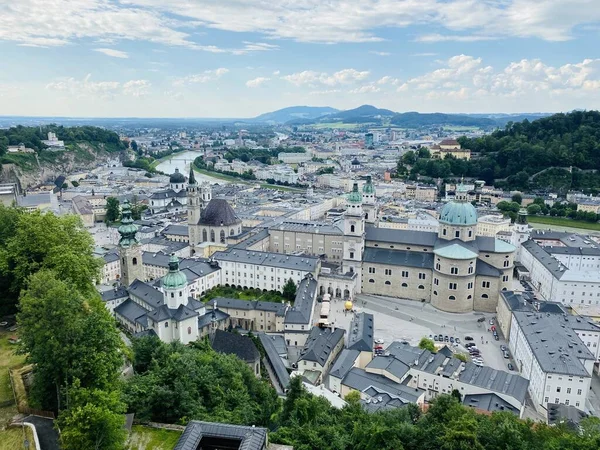 Panoramiczny Widok Twierdzę Hohensalzburg Austria — Zdjęcie stockowe